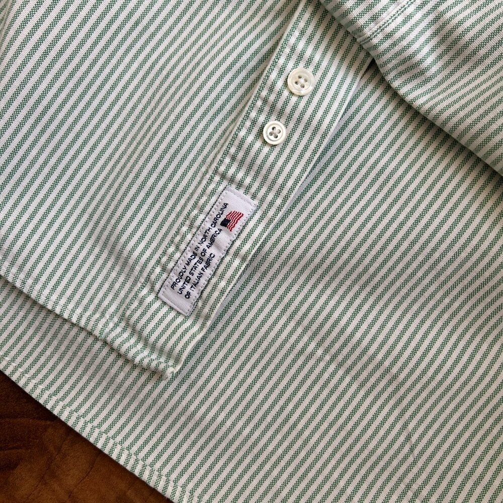 Brooks Brothers Light Green Pinstripe 100% Cotton Button-down Long-sleeve Shirt - Picture 5 of 8